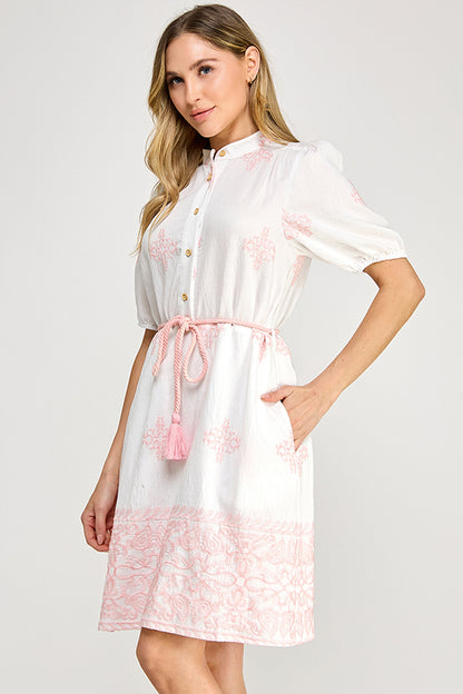 THE EMBROIDERY MINI DRESS WITH POCKETS