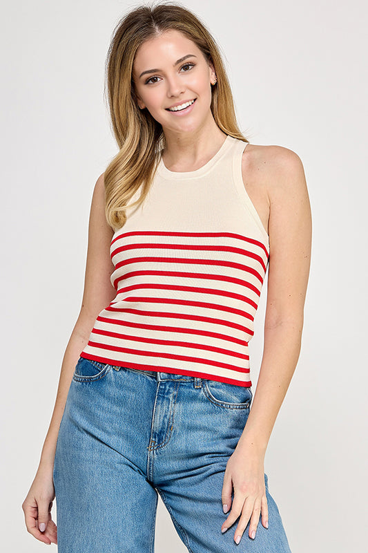 STRIPED KNIT TANK TOP