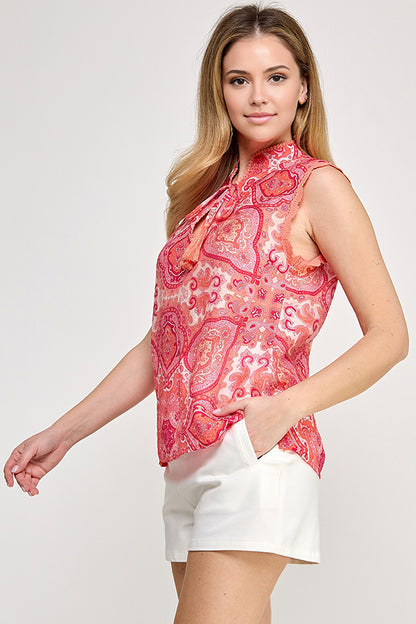 SLEEVELESS PRINTED BLOUSE