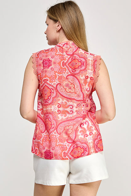 SLEEVELESS PRINTED BLOUSE