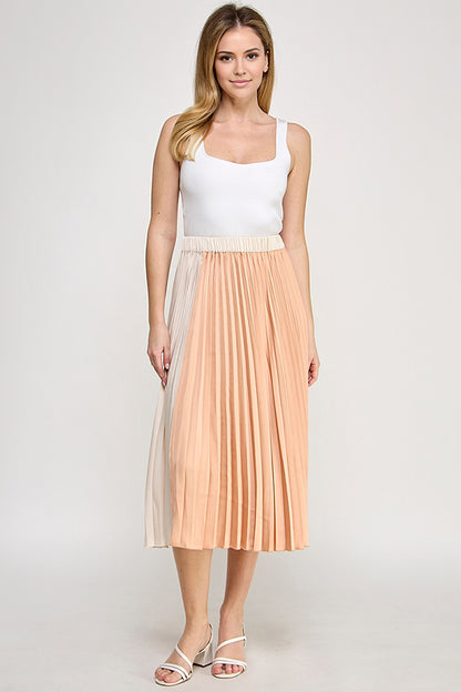 DUAL TONE PLEATED SKIRT